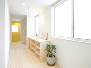 2階の廊下を利用した物干しスペース｜八戸市 注文住宅